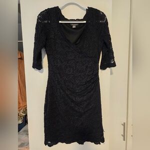 Suzy Shier Black Lace Long Sleeve Dress